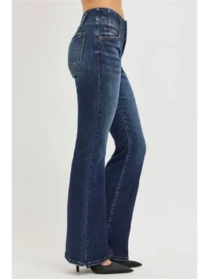 RISEN High Rise‎ Flare Jeans With Seam Detail Waistband thumbnail 4