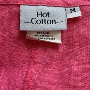Hot Cotton Pink 100% Linen Pintuck Shift Dress Short Tie Sleeve Size M thumbnail 6
