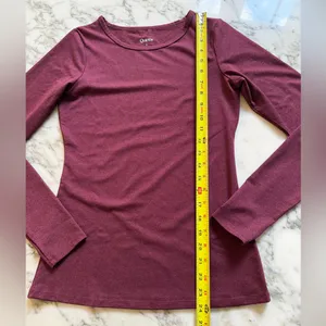 NWOT Quince Ultra-Soft Performance Long Sleeve Tee burgundy Sz S thumbnail 5