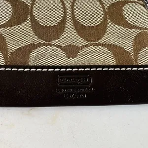 COACH Khaki Chestnut Signature Mini Skinny Cardholder Keychain Keyring Wallet thumbnail 2
