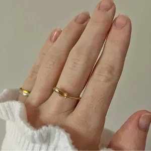 Thin Gold Diamond Abstract Ring “Lyra” 8 Minimal Eclectic Unique Whimsigoth thumbnail 10