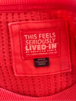 American Eagle AE Big Hug Waffle Sweatshirt salmon orange sweater M thumbnail 5