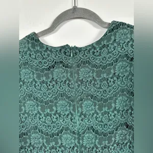 Lulus Lace Mini Dress Dark Green Short‎ Sleeve Sheath Scalloped Hem Size M thumbnail 6