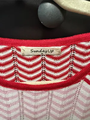 Striped Knit Midi Dress in Pink and Red thumbnail 4
