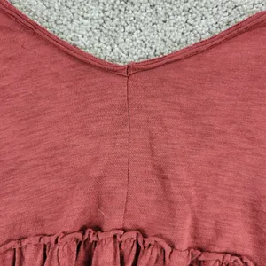 Altar’d State Cropped Top M Red V Neck Long Sleeve Ruffle Trim Pullover Blouse thumbnail 4