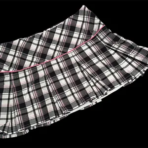 DKNY Y2K Black, White, Pink Plaid Pleated Mini Skater Skirt thumbnail 2