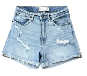 Abercrombie Fitch High Rise Distressed Denim Shorts Women sz‎ 26 Blue Curve Love thumbnail 1