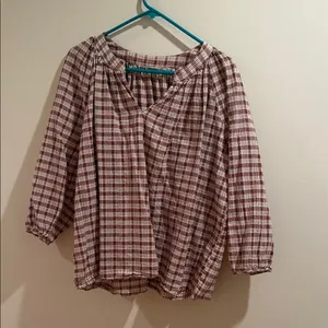 Universal Threads Plaid V-Neck Women's Top Size Large thumbnail 2