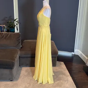Women’s Yellow Chiffon Full Length Bridesmaid Prom Dress Corset Back Size 10 thumbnail 4