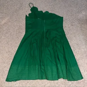 Farm Rio Lea Leaf Mini Dress One Shoulder Linen‎ Blend Green Small thumbnail 7