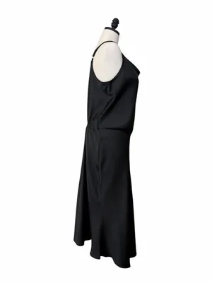 Ava and Viv Midi Dress 1X Satin Cowl Neck Adjustable Strap Black Cocktail Party thumbnail 5
