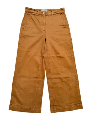 Everlane Cropped Wide Leg Pant Women 6 Brown Excellent High Rise Stretch Twill thumbnail 1