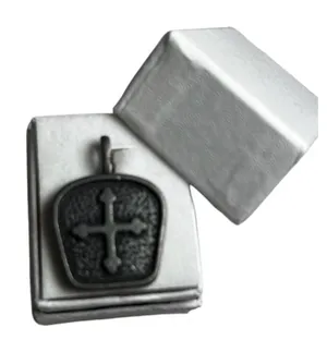 Brushed silver cross pendant medieval style pendant Silver thumbnail 1