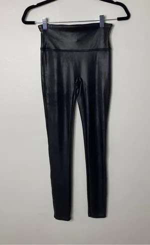 Spanx Shape Black Faux Leather Look at Me Now Fall Winter Leggings Pants Small thumbnail 2