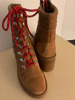 Nine West women platform Brown Suede leather Combat unite Boots US 8 thumbnail 4