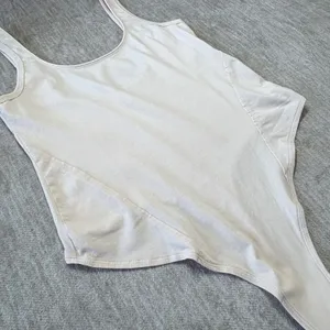 Free People Movement Bodysuit L Beige Scoop‎ Neck High Cut Stretch Leotard Thong thumbnail 4