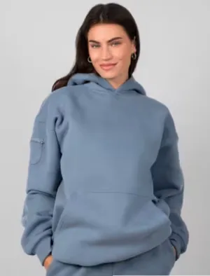 Comfrt Women's Travel Pullover Hoodie in Dusty Blue XS thumbnail 1