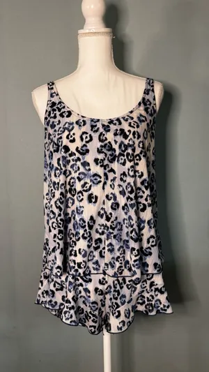 Secret Treasures Silky Blue Leopard Pajama Set Medium thumbnail 1