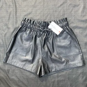 🖤 NWT Schhjzpj Size XL Black Vegan Leather Drawstring PaperBag Shorts 🖤 thumbnail 5