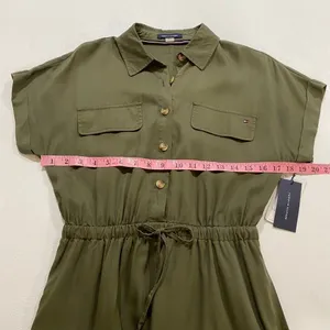 Tommy Hilfiger Olive Green Utility Shirt Dress NWT Size 2 thumbnail 4