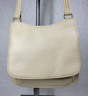 Vintage Fossil Crossbody Bag #75082 Medium Cream Soft Leather Adjustable Strap thumbnail 1