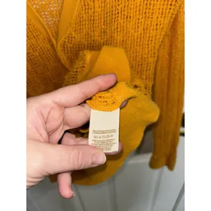 Free People FP Beach Golden Yellow Open Knit Button Cardigan Pockets Small Boho thumbnail 6
