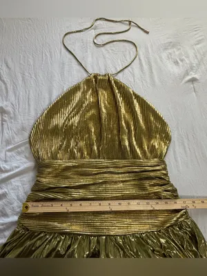 Metallic Gold High-Slit‎ Maxi Dress thumbnail 8