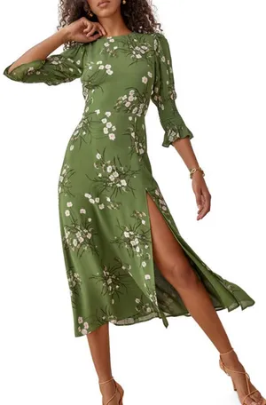 REFORMATION Carolena Midi Dress In Lomita Green Size 2 thumbnail 1