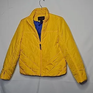 Ralph Lauren black label yellow puffer jacket zip pockets sz Small thumbnail 1