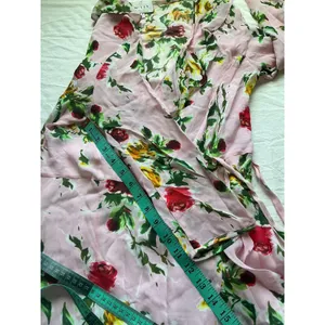 Milly Audrey Dress in Petal Silk Wrap Mini Dress W6 Pink/Green thumbnail 9