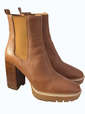 Tory Burch Carson 70mm Chestnut Leather Lug Sole Chelsea Platform Boot Size 10 thumbnail 12