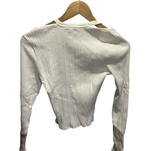 Lush Off White Ribbed Knit Cutout Shoulder Button Front Cardigan Y2K New S‎ thumbnail 4