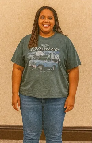 Hybrid Apparel Ford Bronco‎ Official Licensed Women 2X Off Road VTG Bronco Green Shirt Casual thumbnail 1