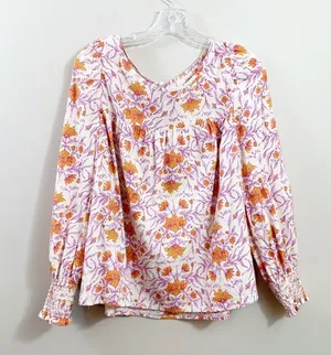 Universal Threads NWOT Floral Cream/Orange/Purple Long Sleeve Top thumbnail 1