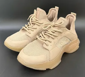 STEVE MADDEN Vance Beige Knit Upper Rhinestones Chunky Dad Sneakers Size 6.5M thumbnail 1