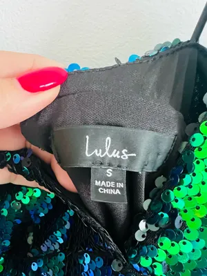 Lulus Y2K Green Blue Sequin Mini Dress S Party 2000s thumbnail 3