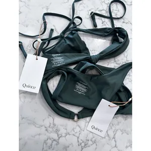 NWT Quince Palm Green Knot Tie Bikini Top & Ring High Leg Bottom Set Size Small thumbnail 3