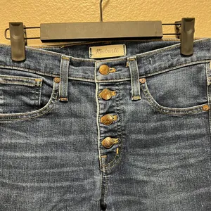 Madewell Skinny Jeans 9" High Rise Blue Denim Dark Wash Button-Fly Sz 26 P thumbnail 5