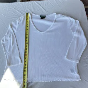 Vintage Y2K 100% Cotton Lauren Ralph Lauren Ribbed 3/4 Sleeve top Lettuce Hem thumbnail 9