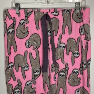 Coco Lounge Women’s Fleece Sweat Joggers Pants Size Medium (32x29) Pink Sloths thumbnail 2