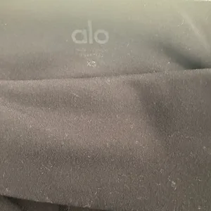Alo Black Moto-Style Leggings with Ribbed Panels thumbnail 3