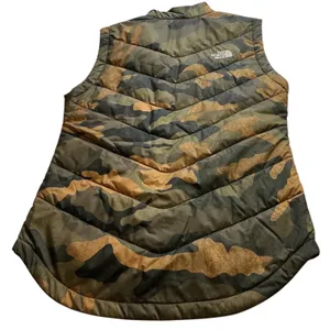 The North Face Womens Camo Puffer Vest Green Brown Quilted Full Zip Small thumbnail 3
