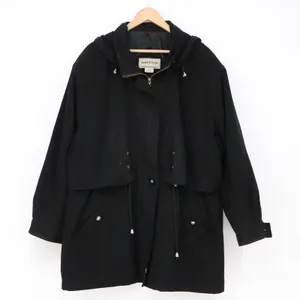 Fitzwright Jacket Women 2X Anorak Hooded Black Drawstring Waist Good thumbnail 1