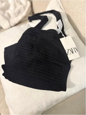 Zara New Knit Halter Ribbed Mini Dress thumbnail 3