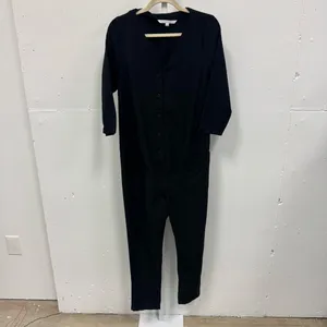 The Nines by HATCH Black 3/4 Sleeve Button-Front Maternity Crop‎ Jumpsuit Small thumbnail 2