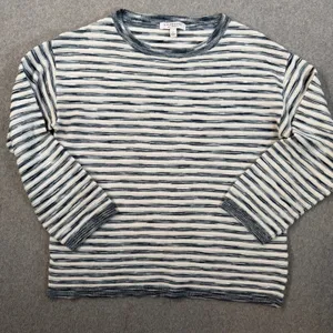 Liverpool Los Angeles Women's Small Striped Knit Top Crew Neck Blue Textured thumbnail 1