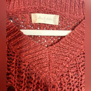 Altar'd State Britton Cable Sweater in red, XS thumbnail 2