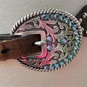 Ariat Women’s Handcrafted Brown Leather Belt Limited Edition Rhinestone Buckle thumbnail 8