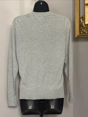 Quince Medium Light Gray Cotton Cashmere Thin Long Sleeve Crewneck thumbnail 3