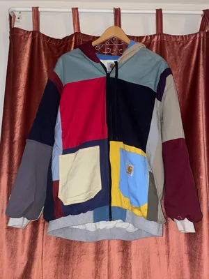 Carhartt patchwork zip up hooded sweatshirt thumbnail 1